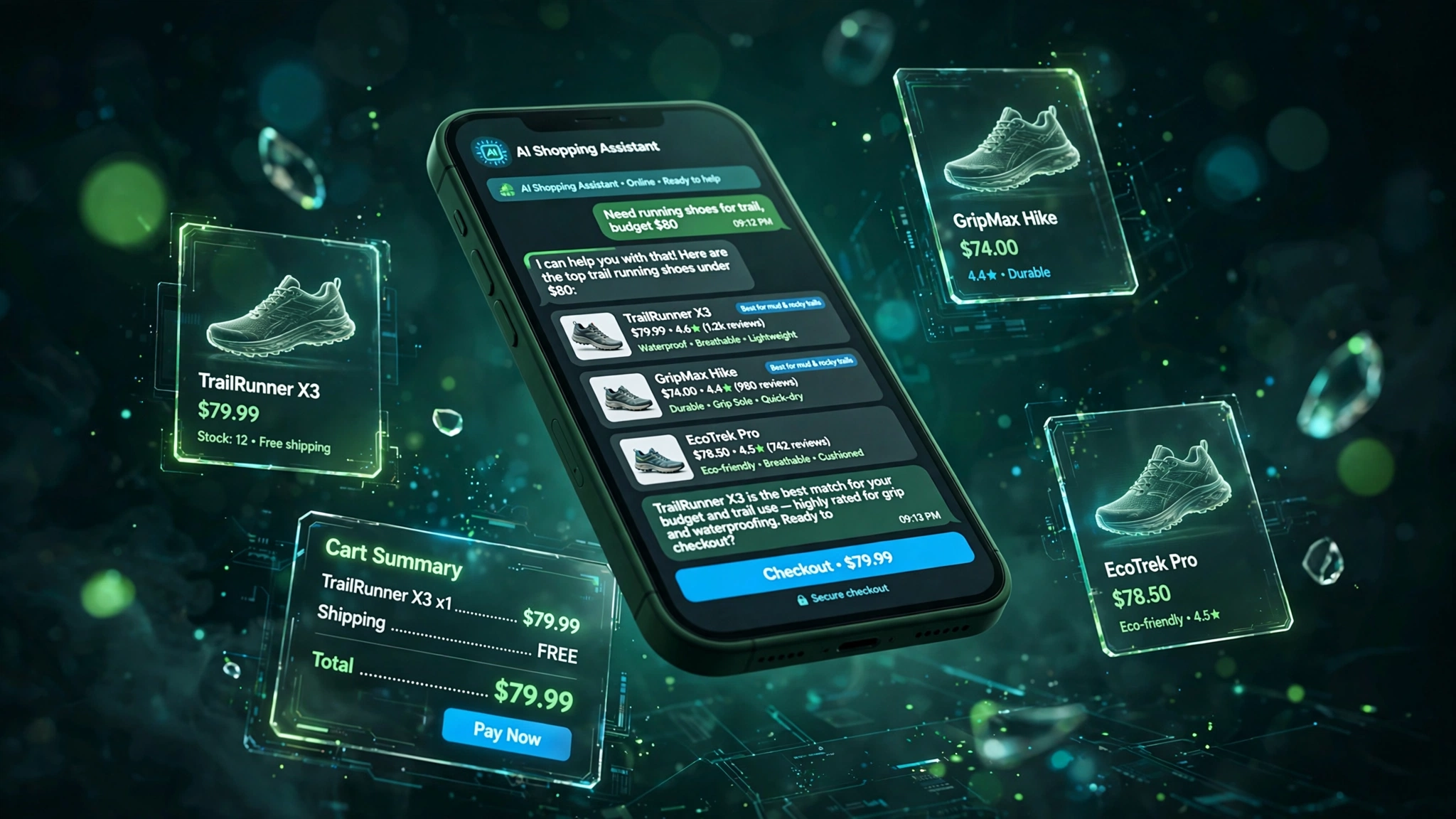 Meta Muse AI assistant enabling conversational shopping and agentic checkout on smartphone