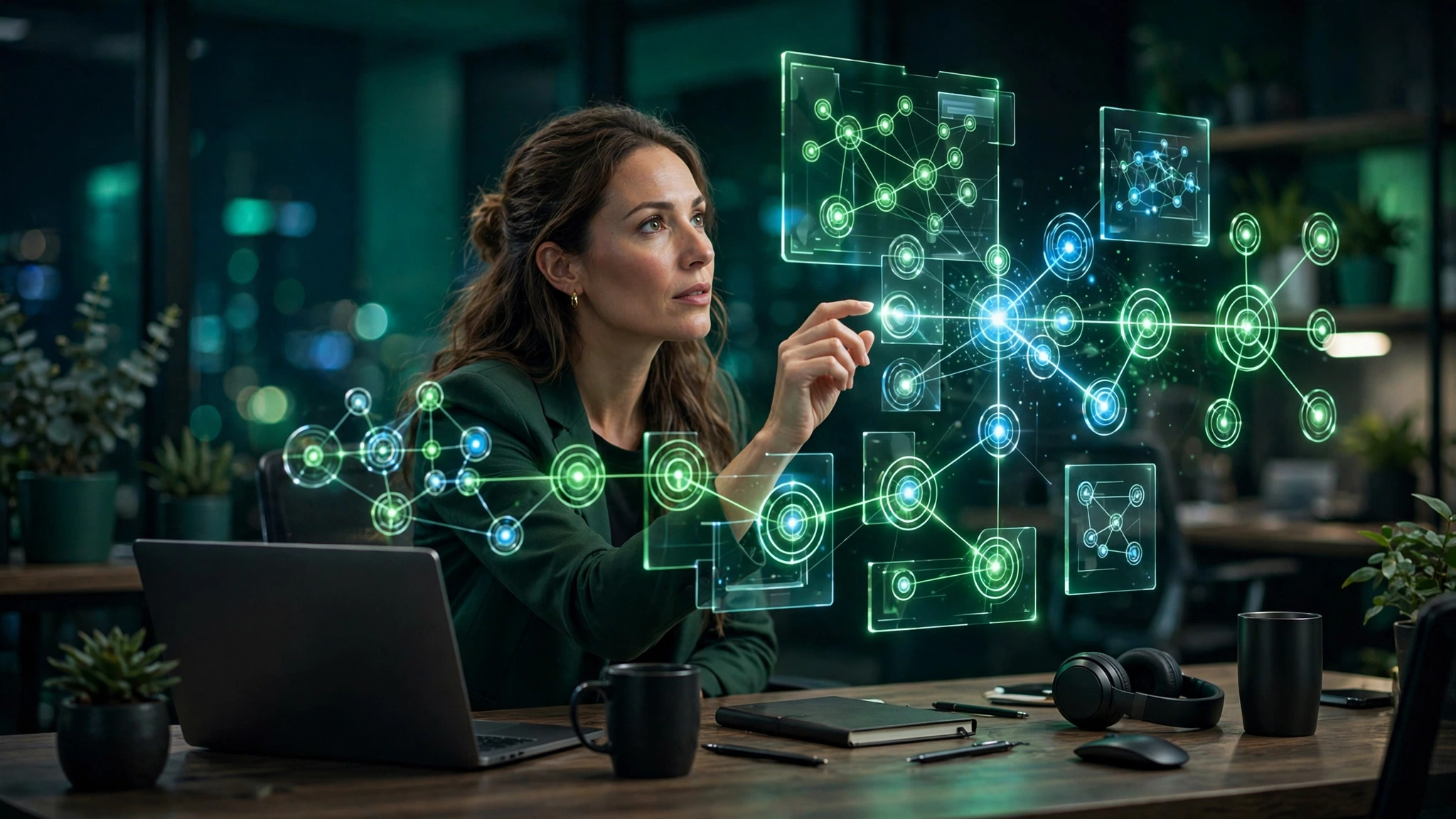 Agentic AI marketing automation — interconnected workflow nodes running multi-step campaigns