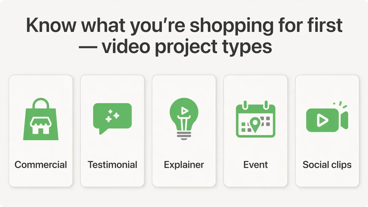 Know what you are shopping for first — video project types