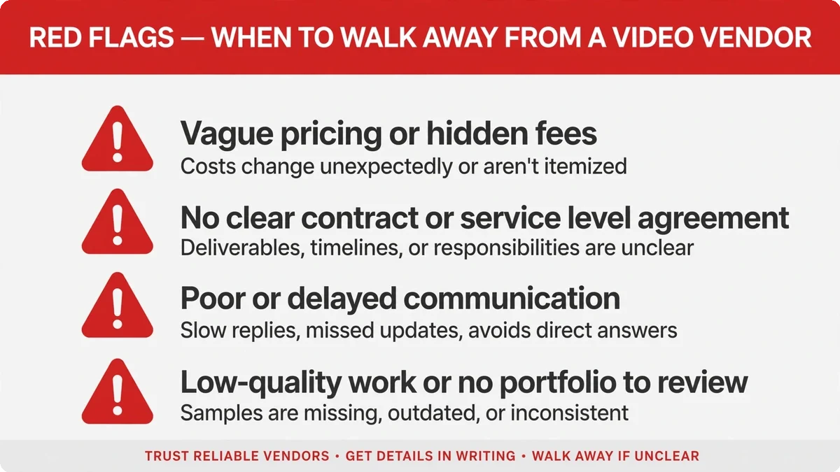 Red flags — when to walk away from a video vendor