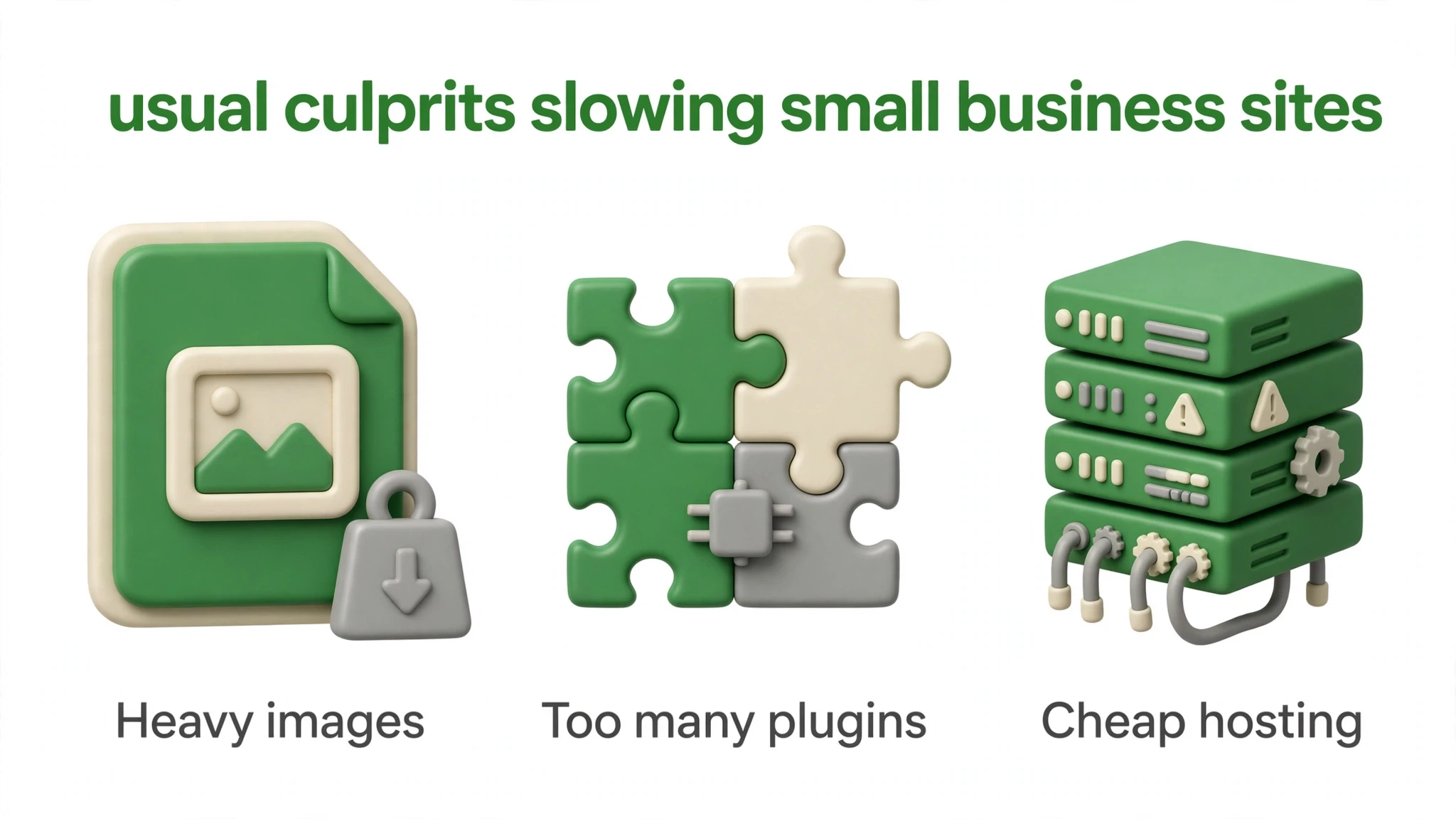 Usual culprits slowing small business websites — diagram