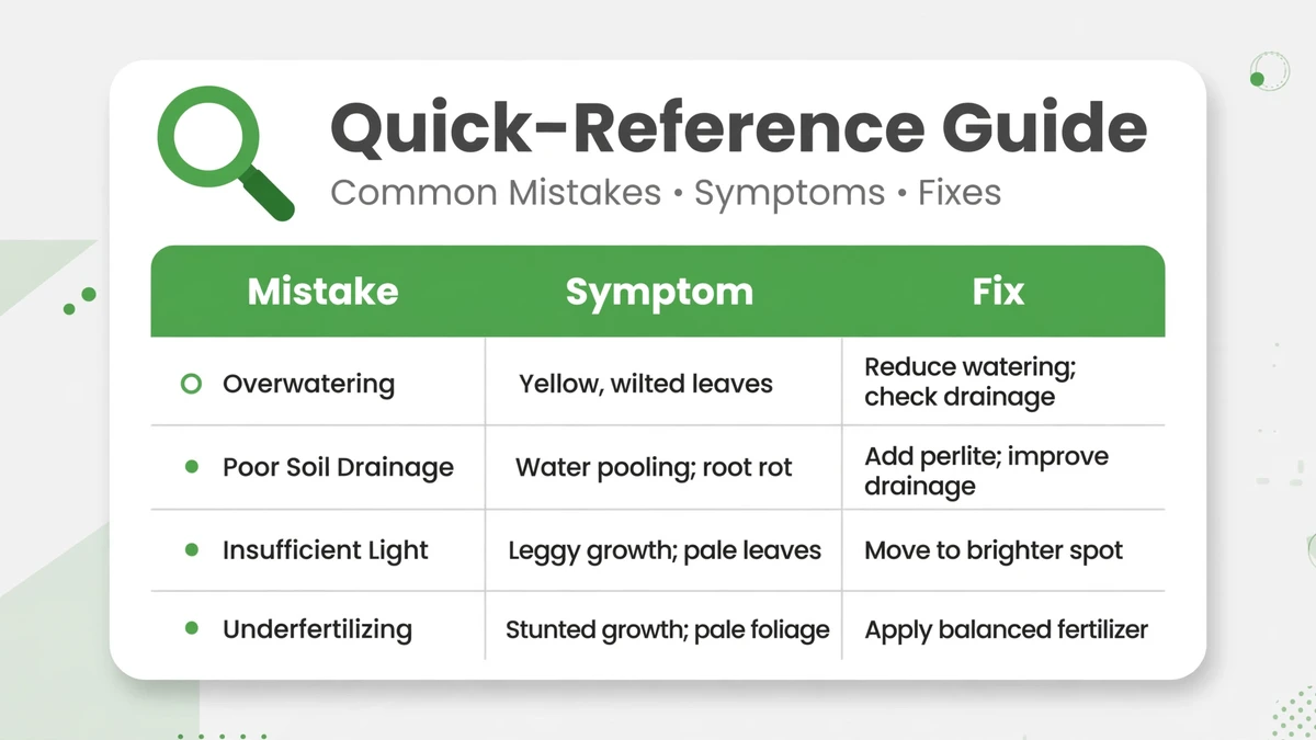 Google Ads mistake to symptom to fix — quick reference table
