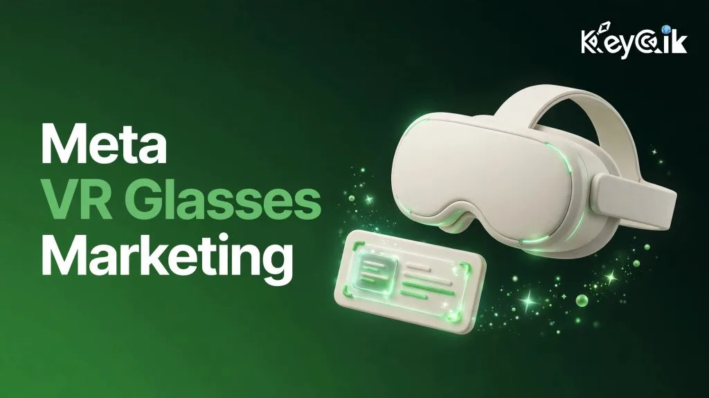 Meta VR glasses marketing 2026 — holographic AR advertising dashboard with immersive virtual ad campaign metrics