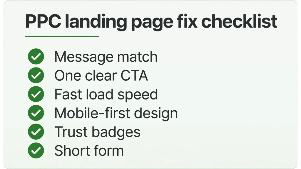 PPC landing page fix checklist