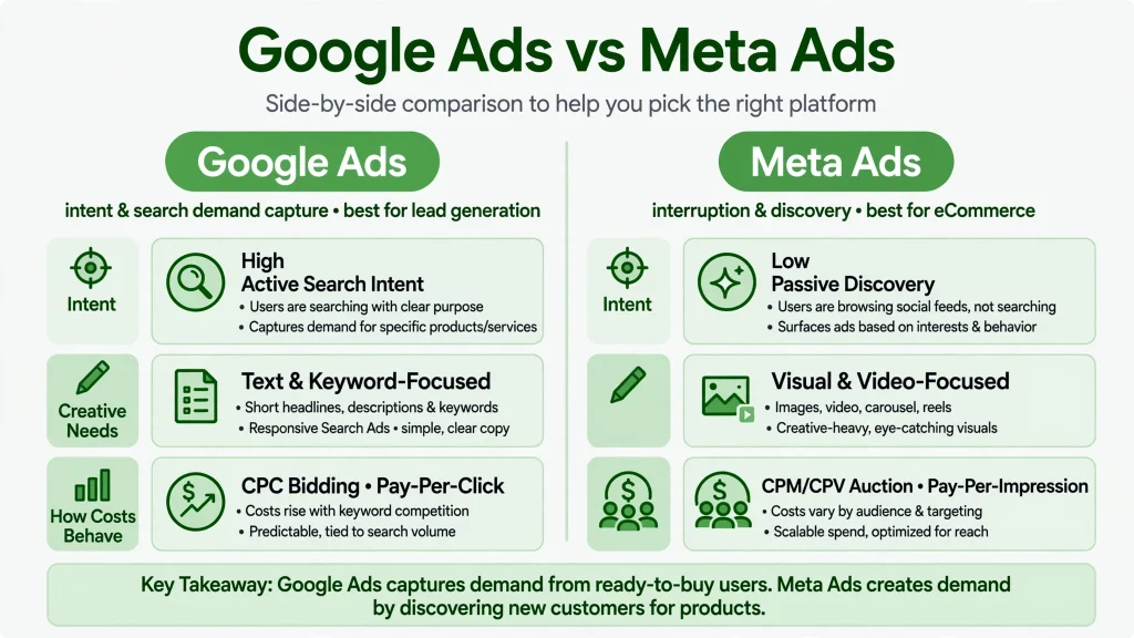 Google Ads vs Meta Ads — which PPC platform a small business should run first