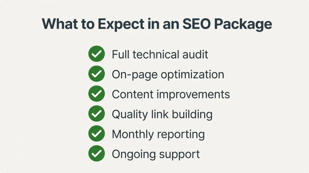 What to expect in an SEO package — deliverables checklist