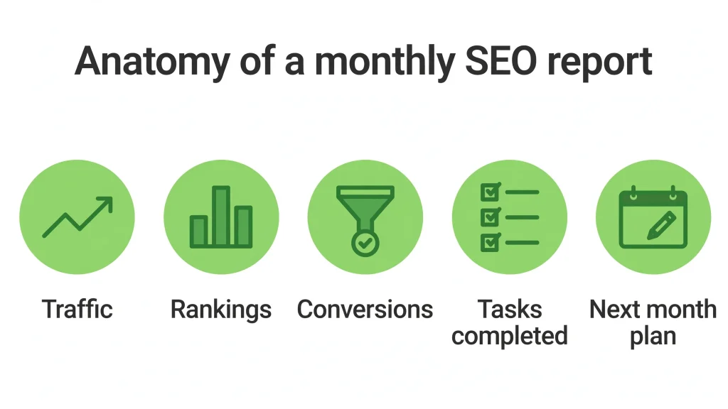 Anatomy of a monthly SEO reporting dashboard — metrics that matter