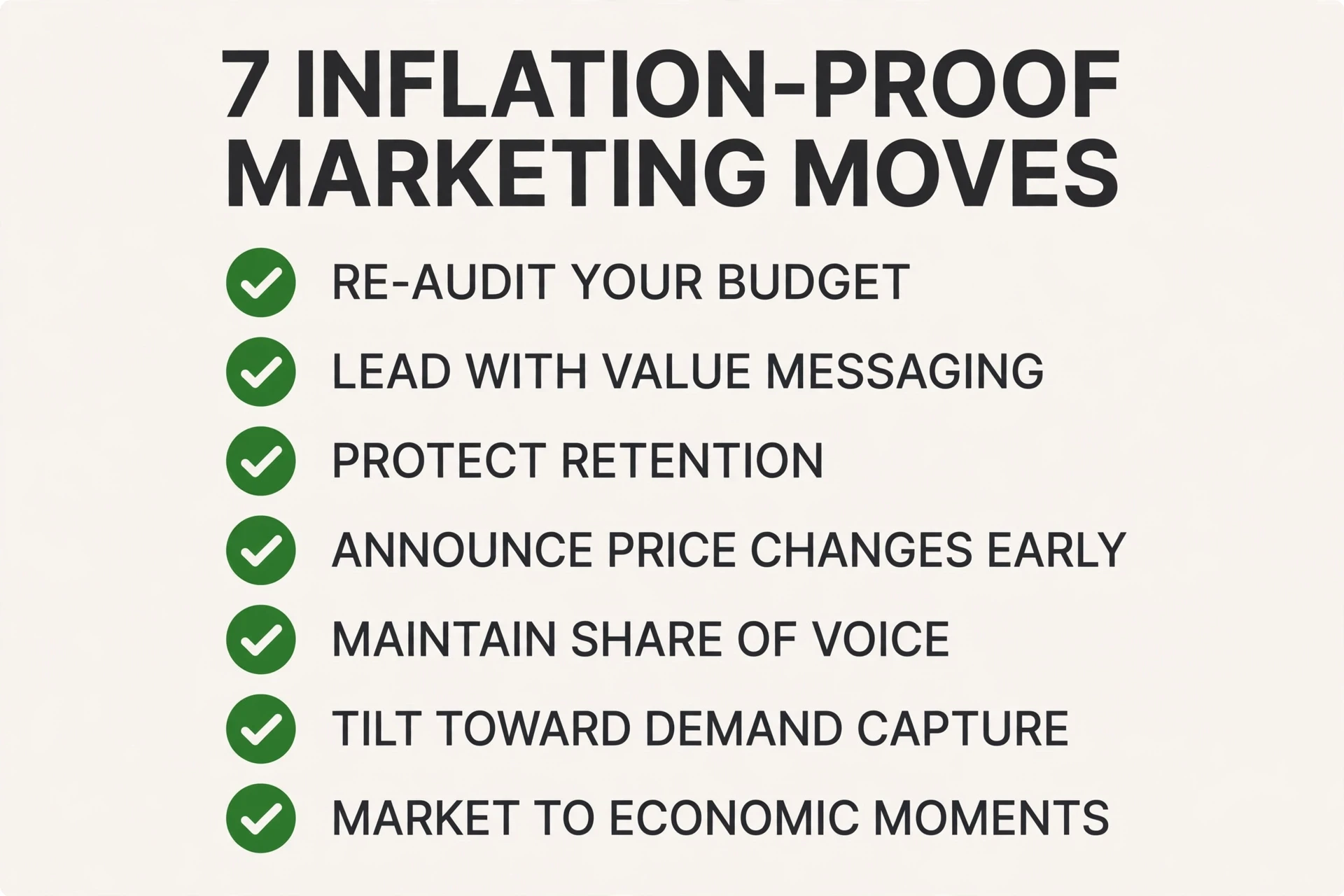 Checklist of 7 inflation-proof marketing moves for 2026