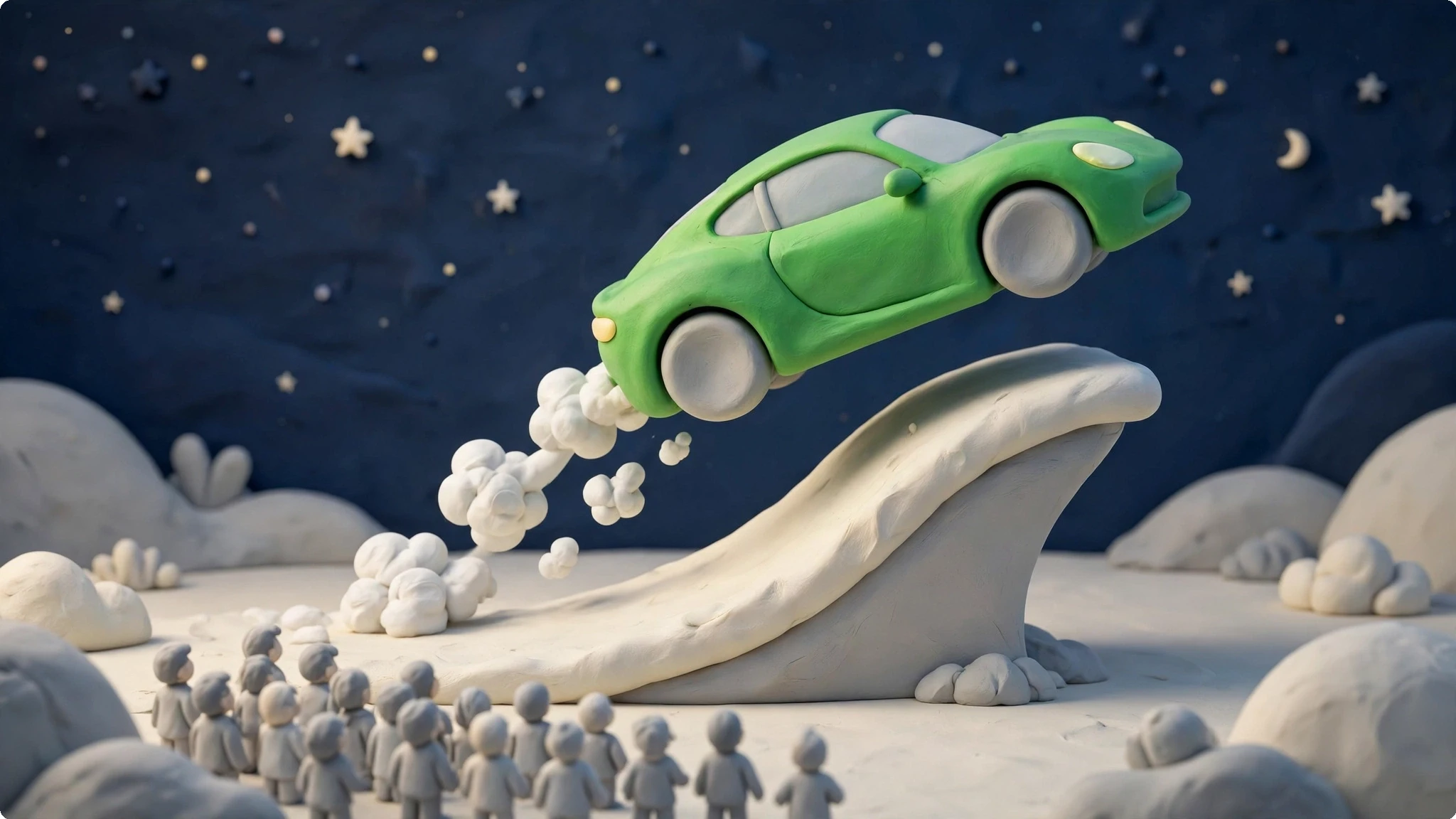 3D render of the Tesla flying car lifting off a launch ramp — viral product demo marketing lessons