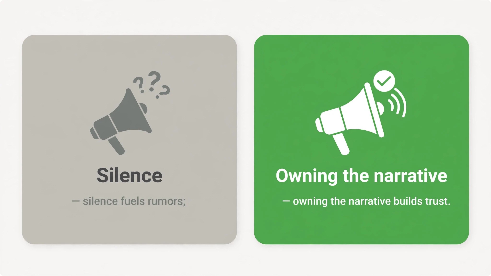 Infographic comparing brand crisis communication silence versus owning the narrative bioware shutdown