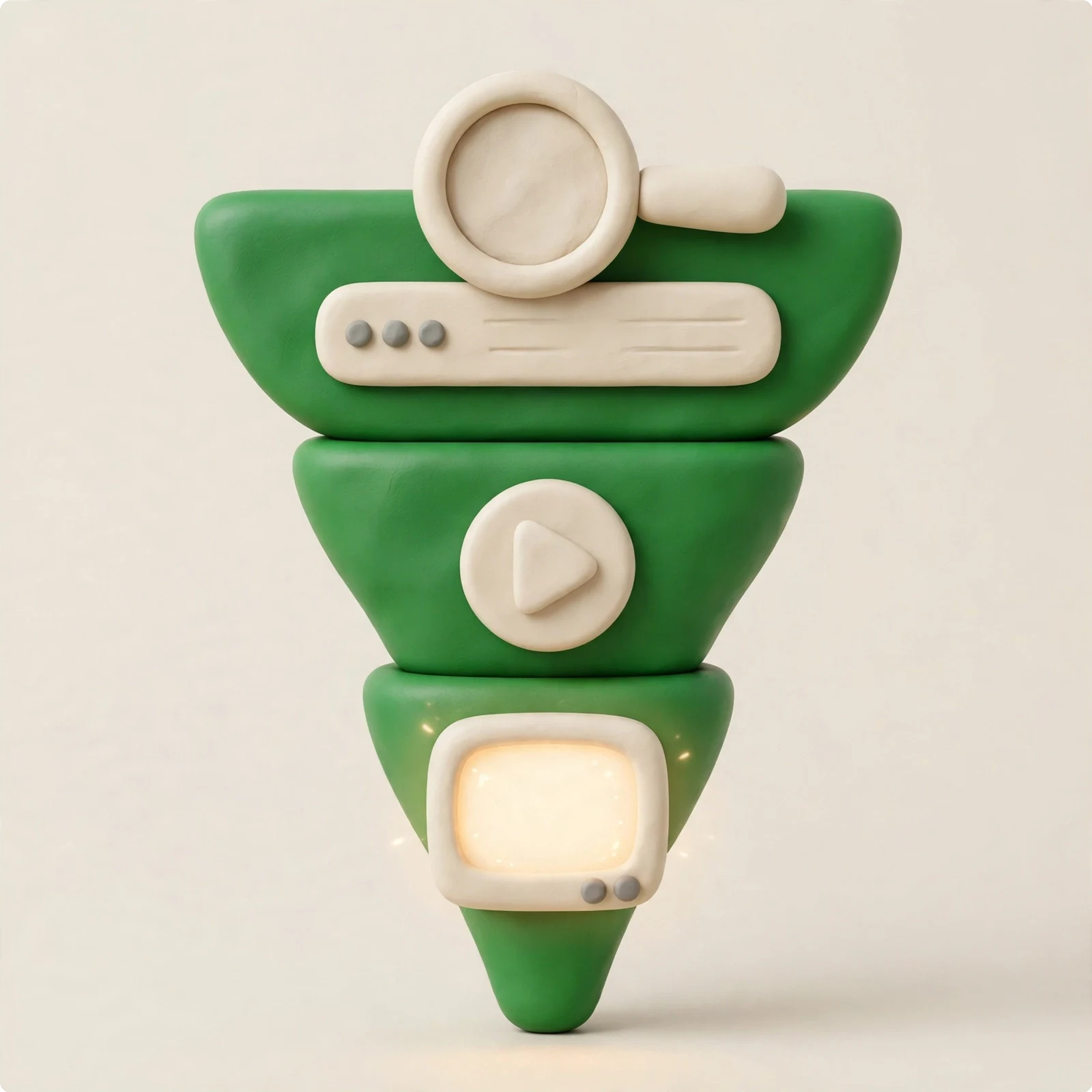 3D clay render of a search-to-stream marketing funnel — gladiator ii netflix release date search demand